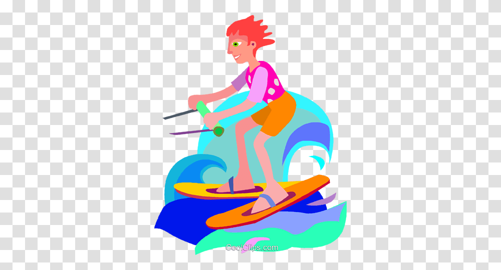 Girl Water Skiing Royalty Free Vector Clip Art Illustration, Outdoors, Nature, Sea, Vehicle Transparent Png