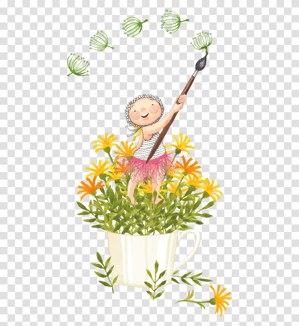 Girl Wave Background, Plant, Flower, Pottery Transparent Png