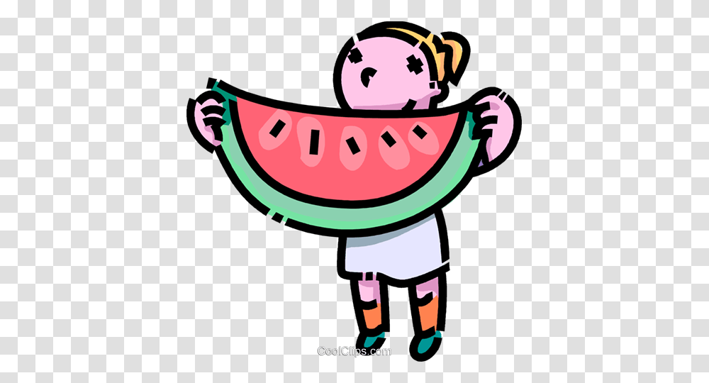 Girl With A Huge Piece Of Watermelon Royalty Free Vector Clip Art, Plant, Fruit, Food Transparent Png