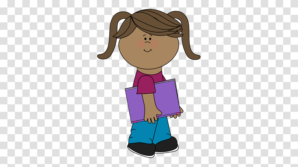 Girl With A School Book From Mycutegraphics School Kids Clip Art, Apparel, Doll, Toy Transparent Png