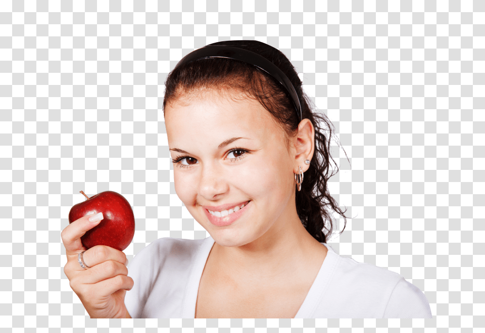 Girl With Apple, Person, Plant, Fruit, Food Transparent Png