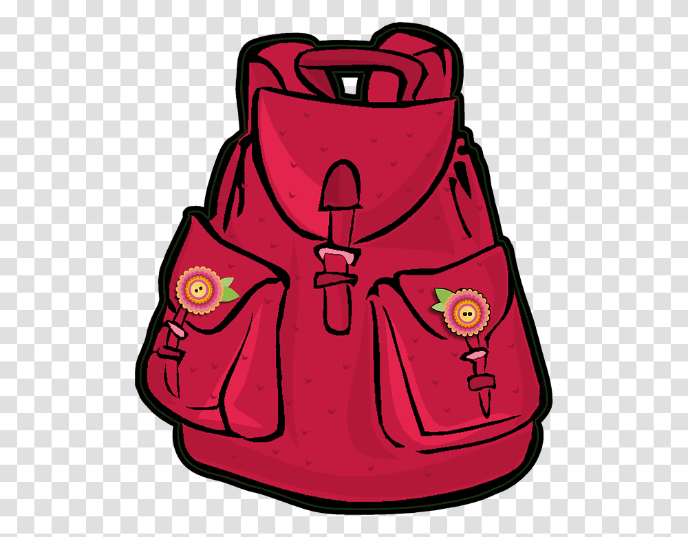 Girl With Backpack Clipart Pink, Bag, Apparel, Grenade Transparent Png