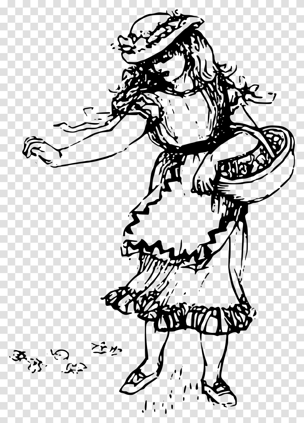 Girl With Basket Clip Arts Girl With Basket Drawing, Gray, World Of Warcraft Transparent Png