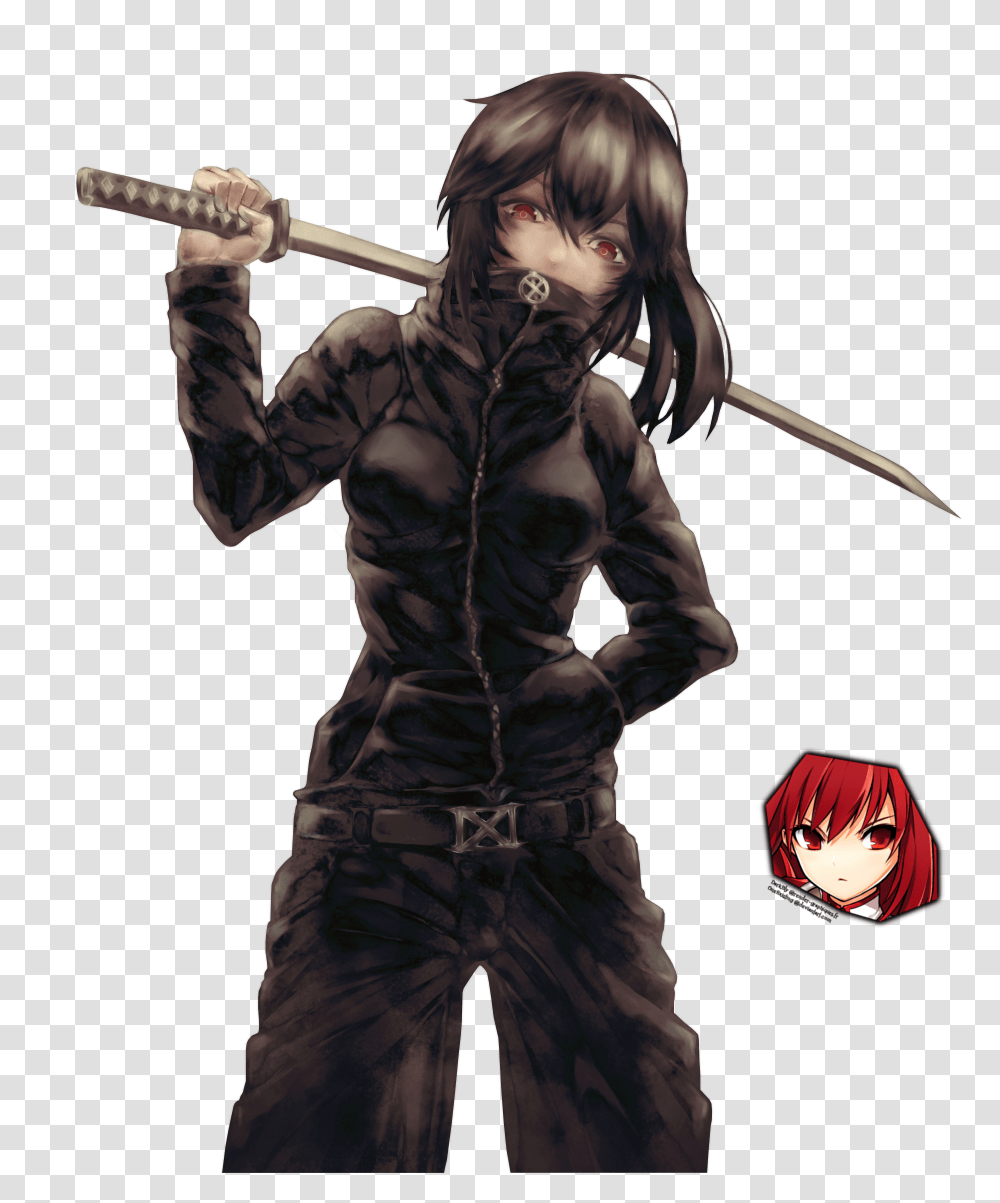 Girl With Black Hoodie And Katana Render By Oneexisting D70ysa5 Anime Girl In Black Hoodie, Ninja, Person, Human, Duel Transparent Png