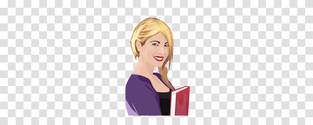 Girl With Book Person, Female, Woman, Blonde Transparent Png