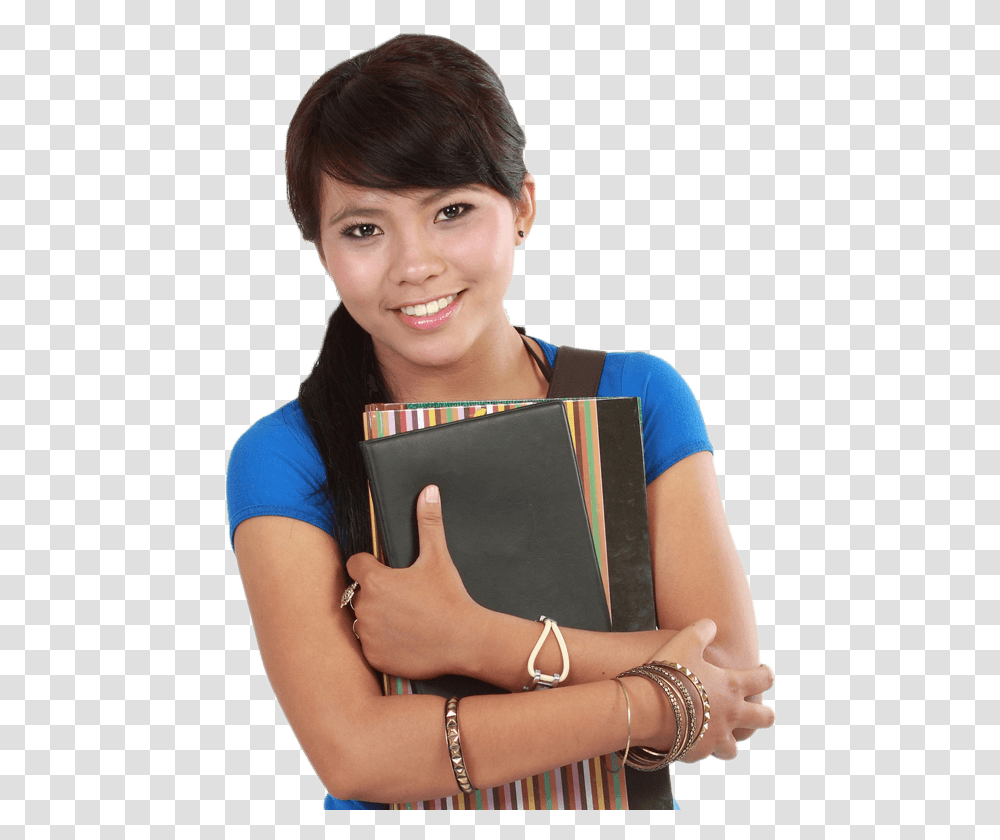 Girl With Books Hd, Person, Human, Student, Wristwatch Transparent Png