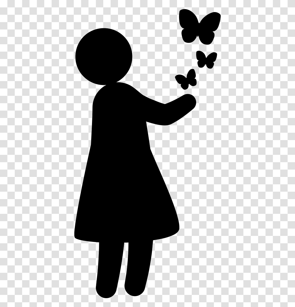 Girl With Butterflies Scalable Vector Graphics, Silhouette, Person, Hand, Photography Transparent Png