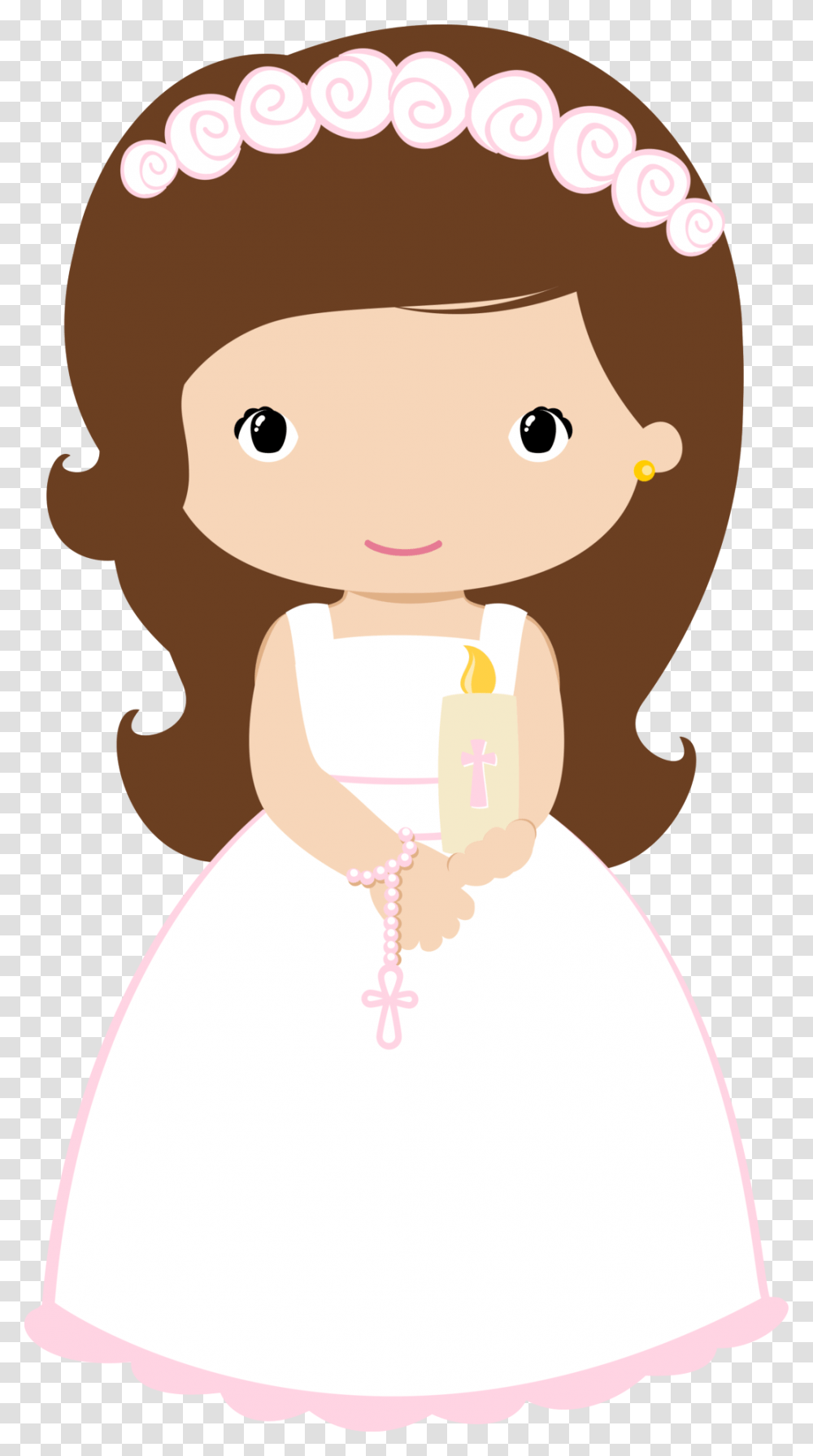 Girl With Candle And Rosary First Communion Clipart Girl, Food, Outdoors, Face, Nature Transparent Png