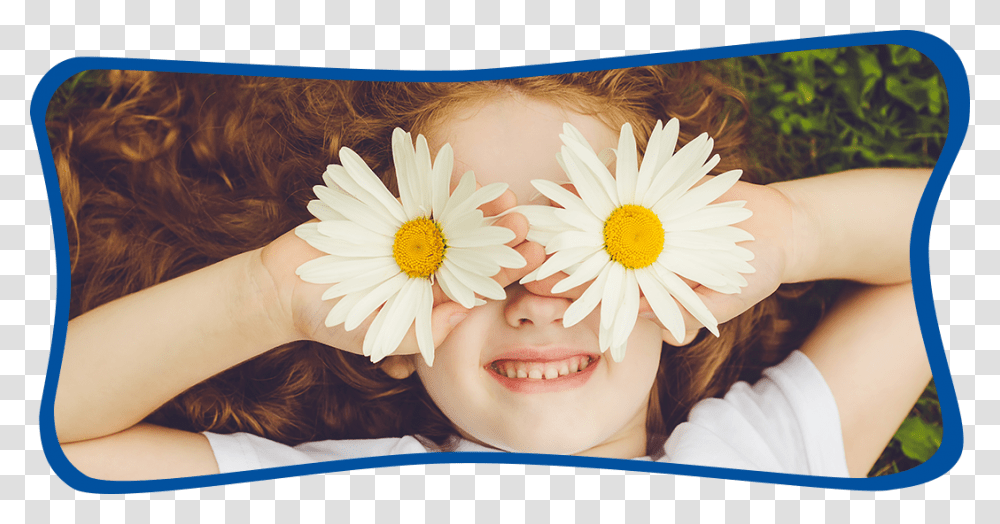 Girl With Flowers In Eyes Felicidade Ao Sol, Plant, Daisy, Petal, Person Transparent Png