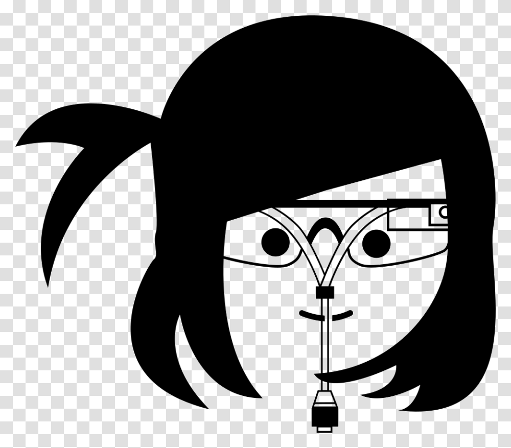 Girl With Google Glasses Girl Bot Icon, Stencil, Label, Sticker Transparent Png