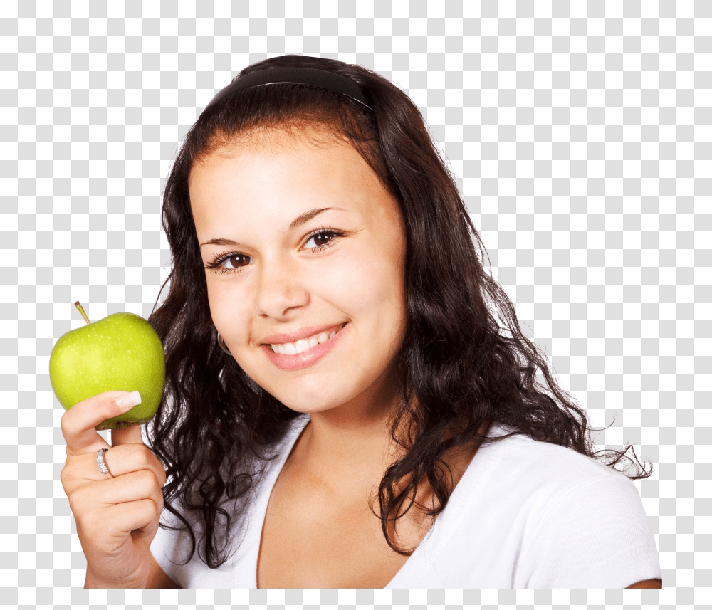 Girl With Green Apple Image, Person Transparent Png