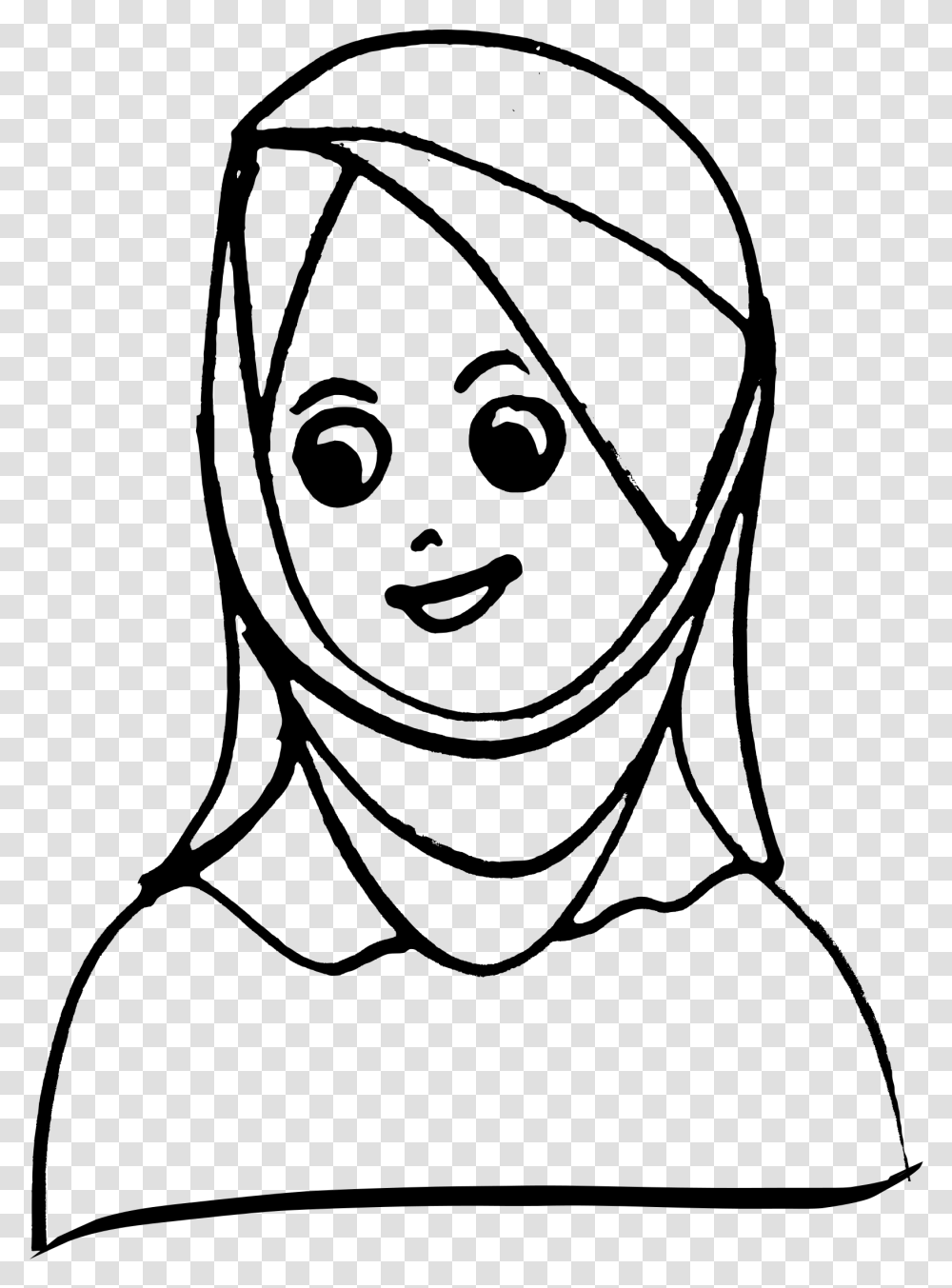 Girl With Head Scarf Drawing Download Head Scarf Clipart Black And White, Gray, World Of Warcraft Transparent Png