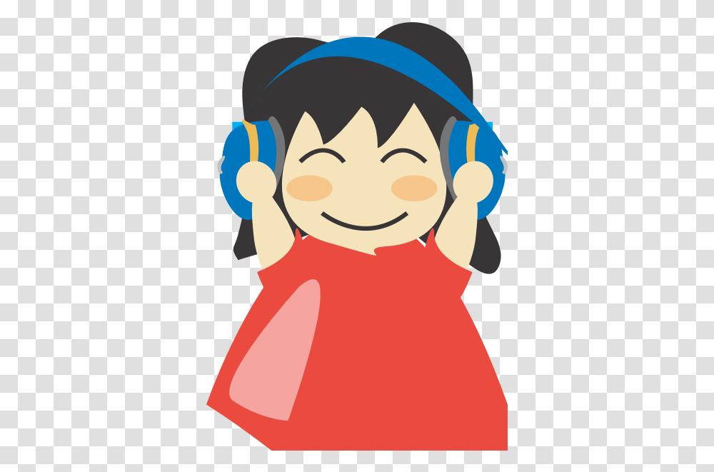 Girl With Headphones Vector Drawing Listen To Music Clipart, Face, Apparel, Photography Transparent Png