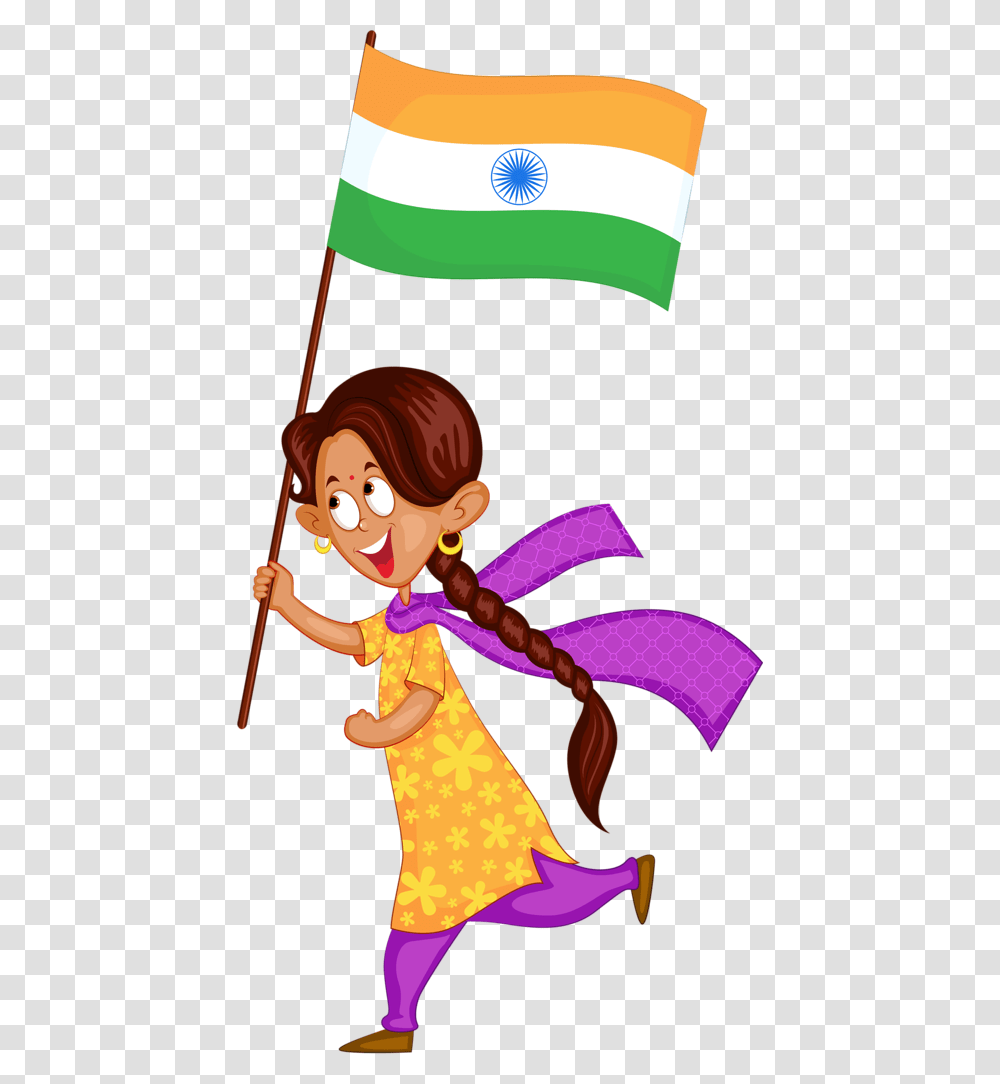 Girl With Indian Flag Clipart, Person, Outdoors, Female, Toy Transparent Png