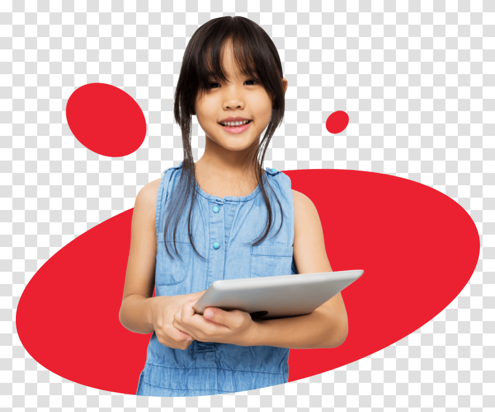 Girl With Ipad Girl, Person, Female, Face, Computer Transparent Png