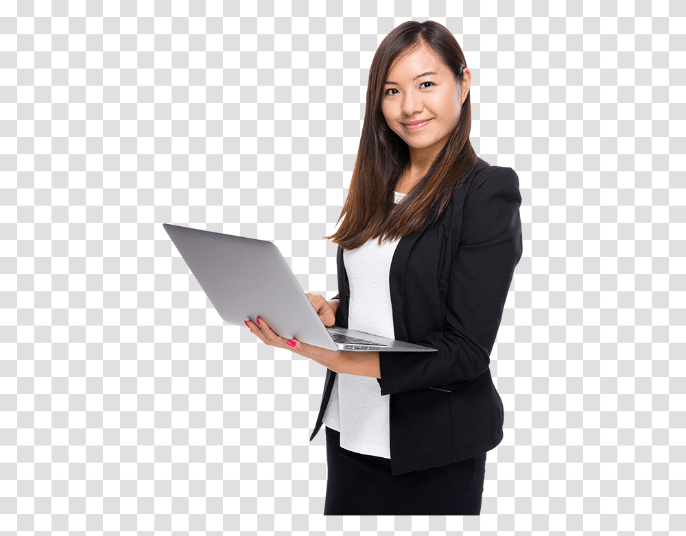 Girl With Laptop, Person, Female, Woman Transparent Png