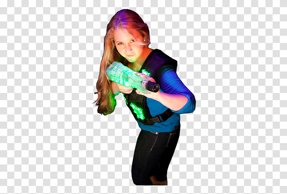 Girl With Laser Gun, Person, Human, Costume, Beverage Transparent Png