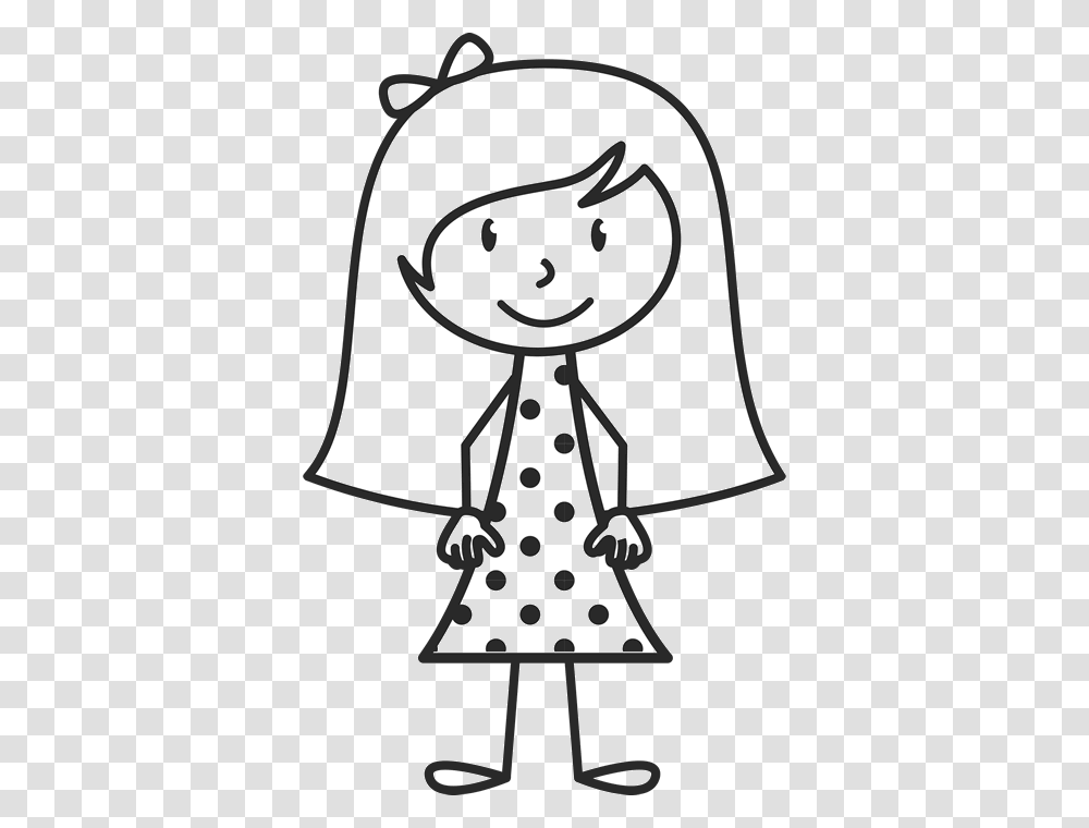 Girl With Long Hair And Polka Dot Dress Stamp Stick Figure, Lamp, Texture, Stencil, Drawing Transparent Png
