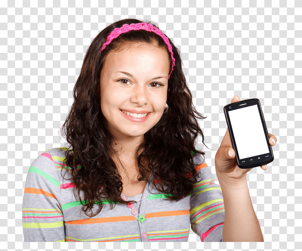 Girl With Mobile Phone Image, Person, Electronics, Face, Female Transparent Png