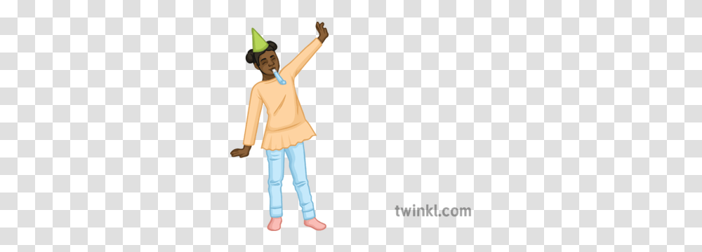 Girl With Party Blower French People Celebrate Secondary Costume Hat, Clothing, Person, Party Hat, Sleeve Transparent Png