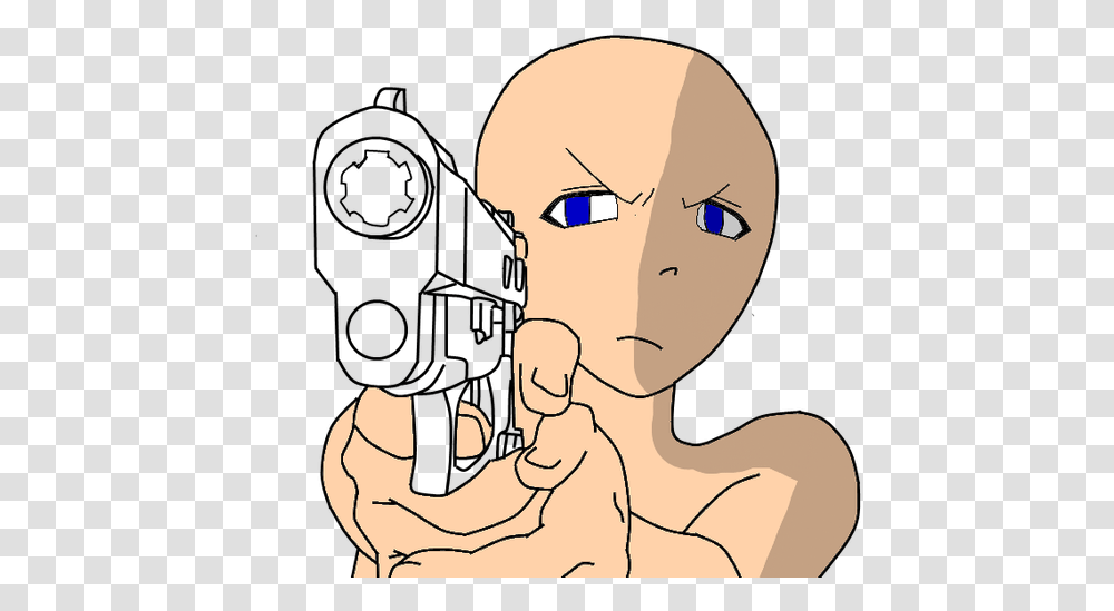 Girl With Pistol Base By Leo Base Maker Cartoon, Head, Person, Human, Face Transparent Png