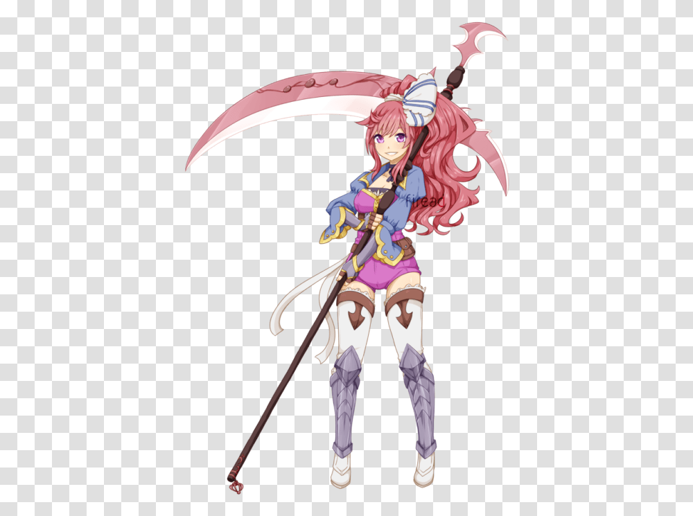 Girl With Scythe Pose, Comics, Book, Manga, Person Transparent Png