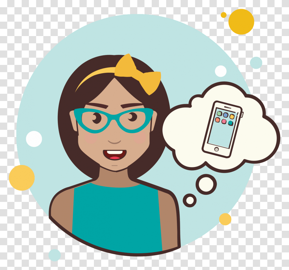 Girl With Smartphone Icon Cartoon Clipart Full Size Vector De Personas, Hand-Held Computer, Electronics, Label, Text Transparent Png