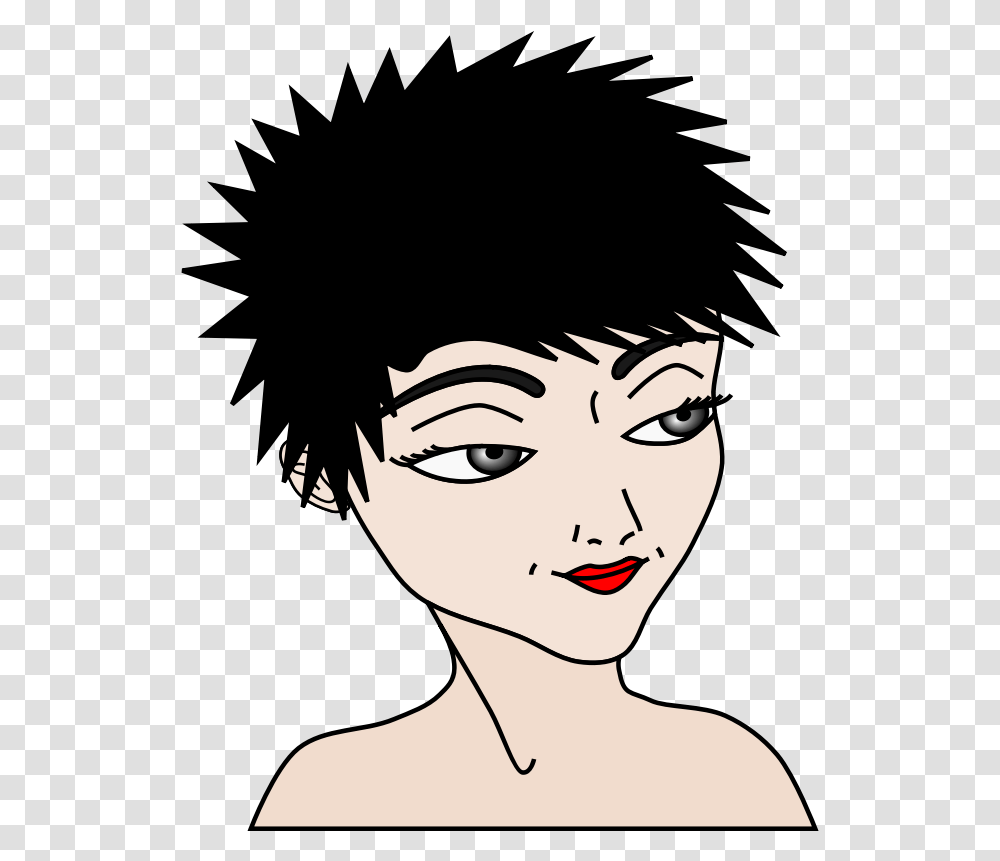 Girl With Spiky Hair Clipart Spiky Hair Clipart, Face, Person, Human, Drawing Transparent Png
