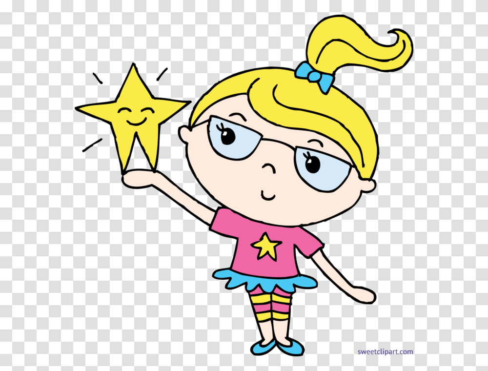 Girl With Star Clip Art, Star Symbol, Person, Human Transparent Png