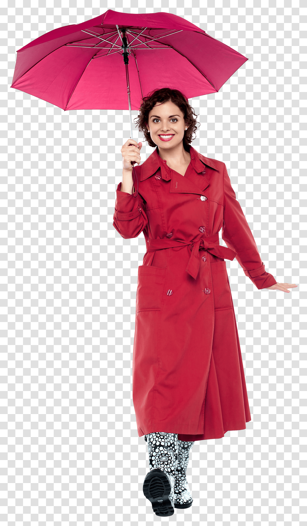 Girl With Umbrella Download, Apparel, Overcoat, Person Transparent Png
