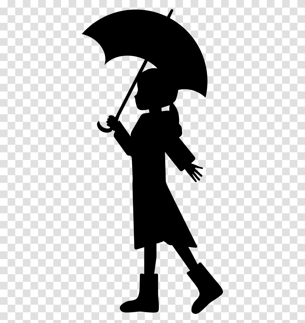 Girl With Umbrella Silhouette Of A Girl Holding An Umbrella, Gray, World Of Warcraft Transparent Png