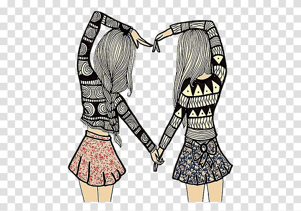 Girllove Sticker Drawing Best Friends, Hand, Person, Doodle Transparent Png