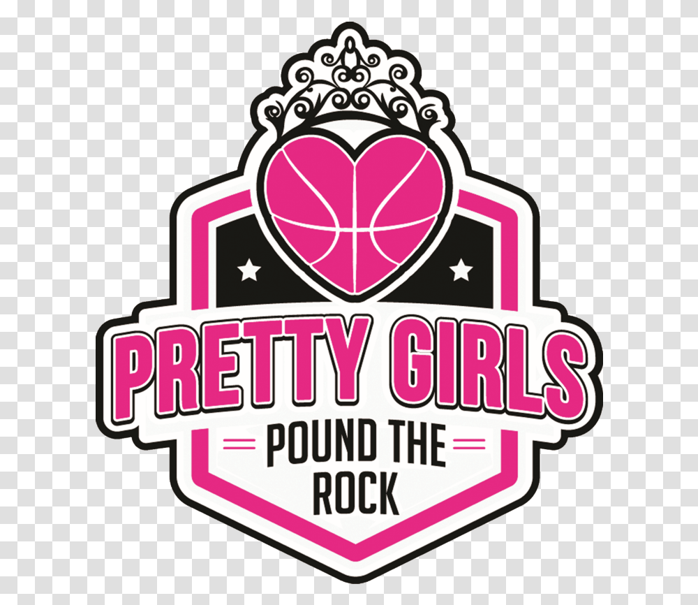 Girls Basketball Pretty Pound The Rock Llc United Girly, Label, Text, Logo, Symbol Transparent Png