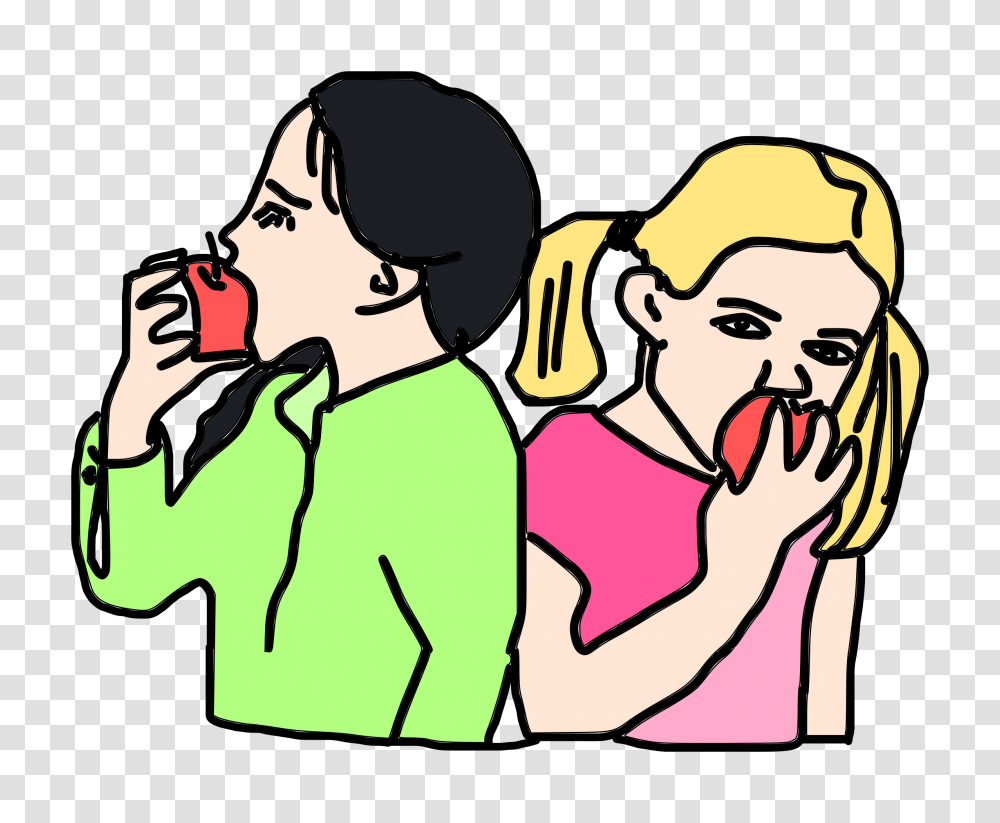 Girls Eating Apples Vector Clipart Image, Face, Food, Female, Dating Transparent Png