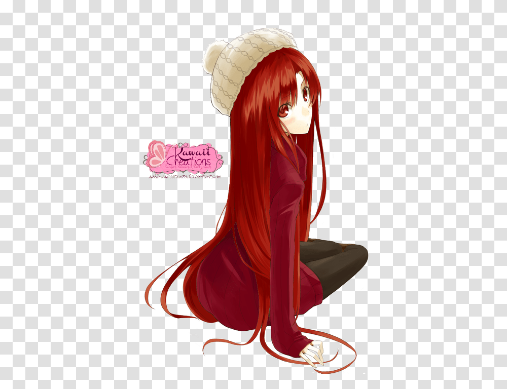 Girls Hair Clipart Anime Girls With Red Hair, Clothing, Fashion, Robe, Manga Transparent Png