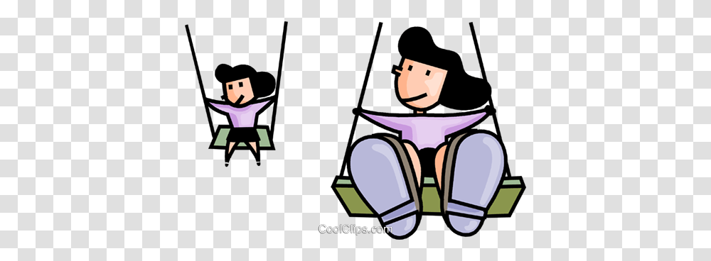 Girls Playing On Swings Royalty Free Vector Clip Art Illustration, Chair, Outdoors, Sport, Female Transparent Png