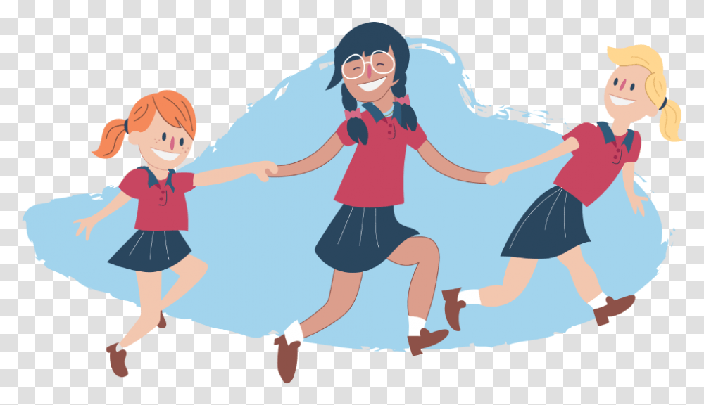 Girls Skipping And Holding Hands Skipping Children Holding Hands, Person, Outdoors, Nature, Leisure Activities Transparent Png