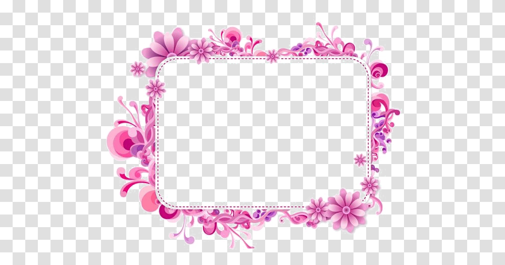 Girly Border Photos Flower Pink Frame, Text, Pattern, Accessories, Label Transparent Png