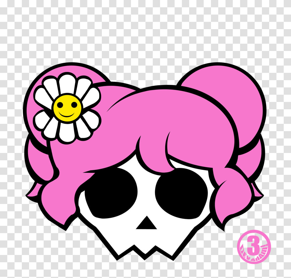 Girly Skull Image, Stencil Transparent Png