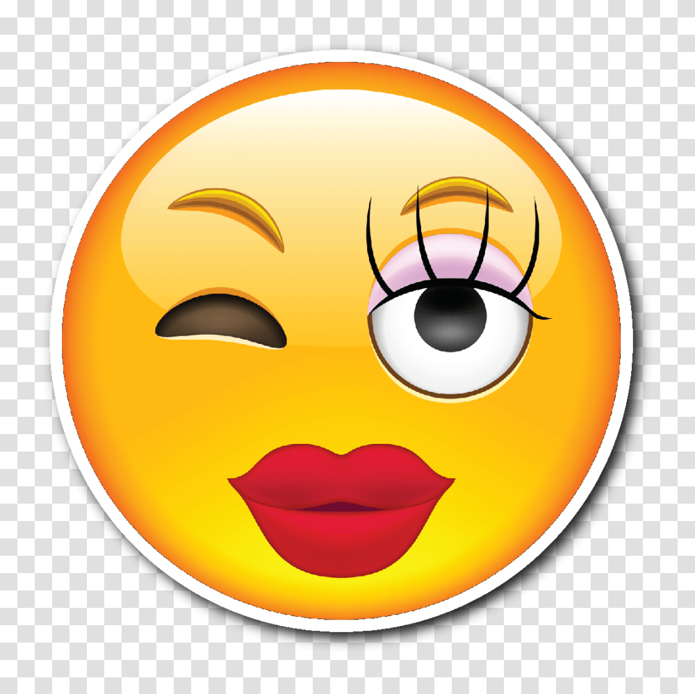 Girly Smiley Face Emoji Vinyl Die Cut Sticker Smiley Face, Mask Transparent Png