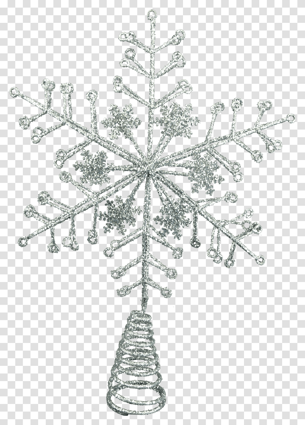 Gisela Graham Silver Snowflake Tree Topper, Chandelier, Lamp, Outdoors, Cross Transparent Png
