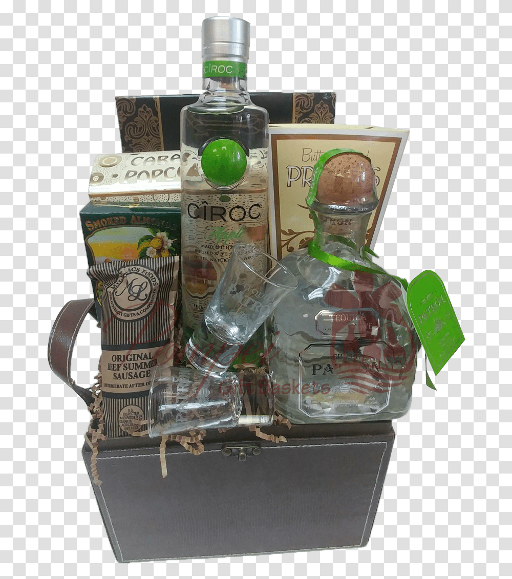 Give Me The Green Light Liquor Gift Basket Barware, Bottle, Cosmetics, Perfume, Box Transparent Png