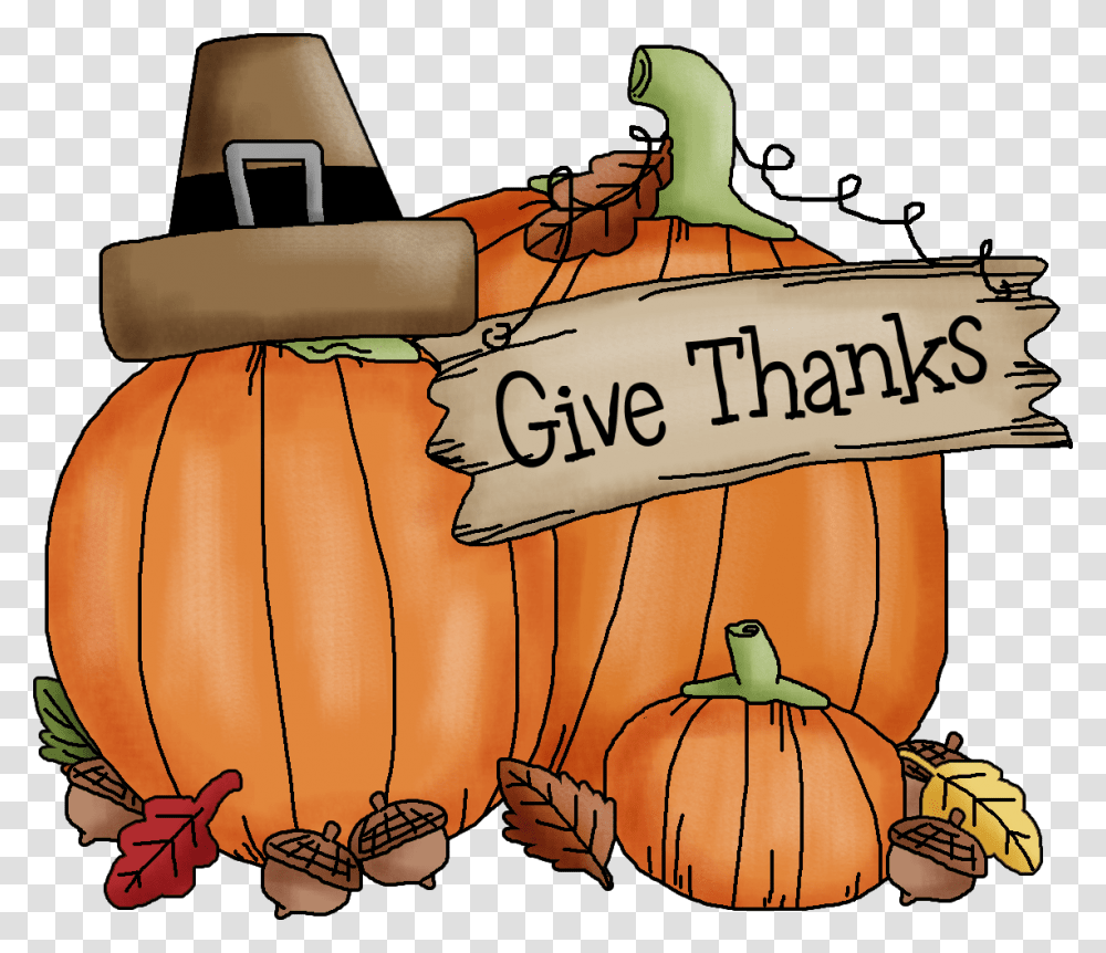 Give Thanks, Pumpkin, Vegetable, Plant, Food Transparent Png