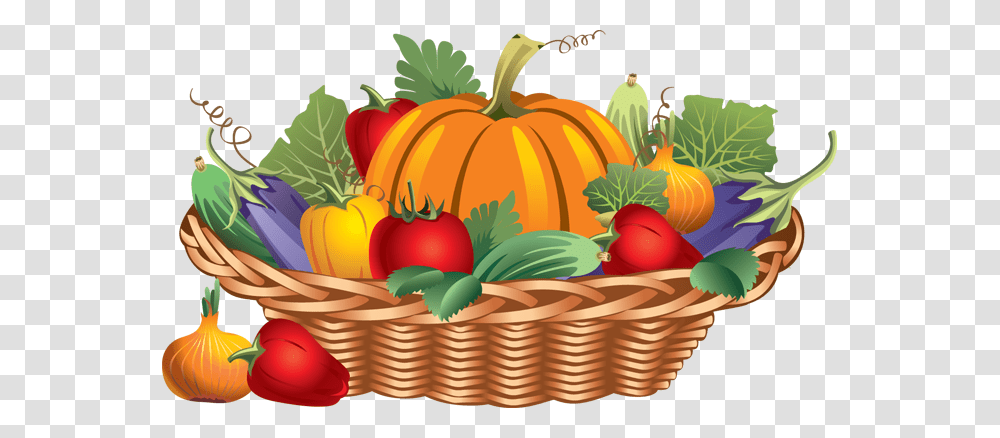 Give Thanks With This Great Clip Art Painting Vegetables Clip, Basket, Plant, Pumpkin, Food Transparent Png