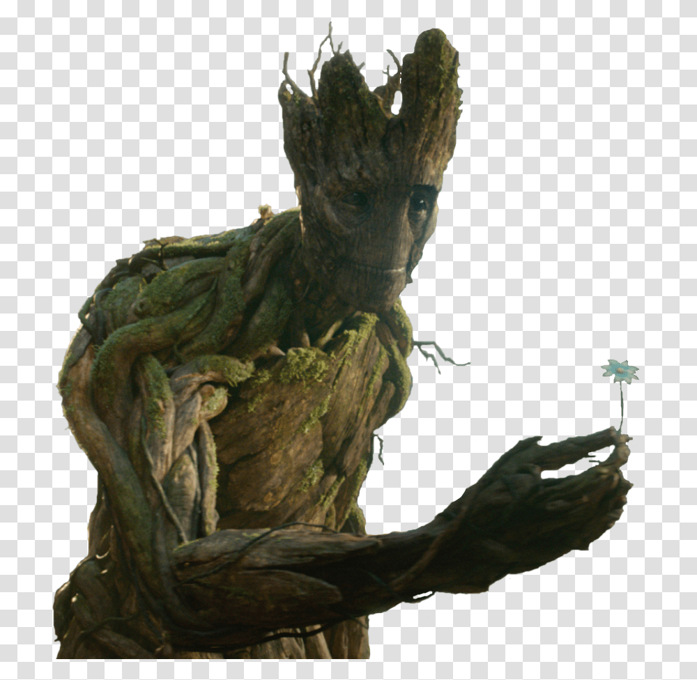 Giving Groot Reaching Out And Groot Gives Flower To Girl, Dragon, Painting, Art, Plant Transparent Png