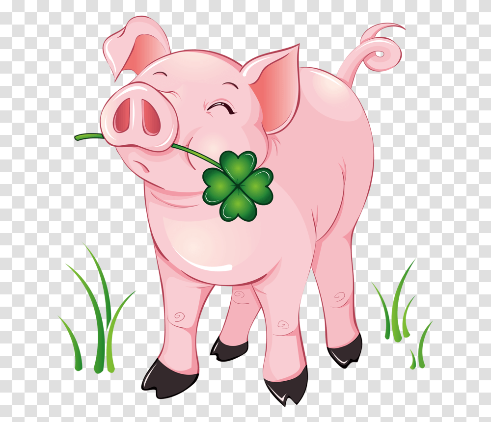 Gl Cksschwein Mit Cksklee Pig Clipart, Mammal, Animal, Hog, Boar Transparent Png