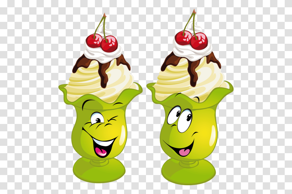 Glaceice Cream Cute Food Smiley And Cartoon, Dessert, Creme, Plant, Birthday Cake Transparent Png