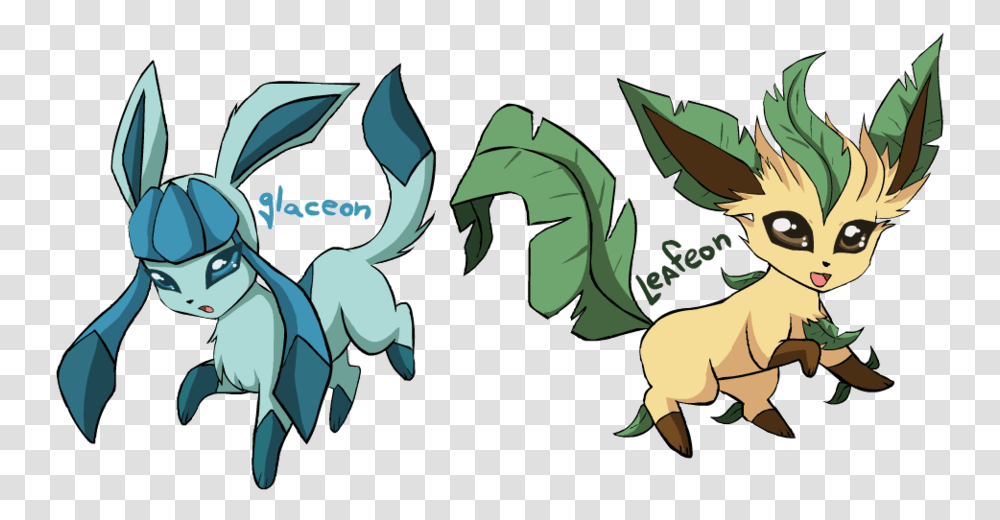 Glaceon And Leafeon Eevee Evolutions Leafeon And Glaceon, Person, Plant, Seed, Grain Transparent Png