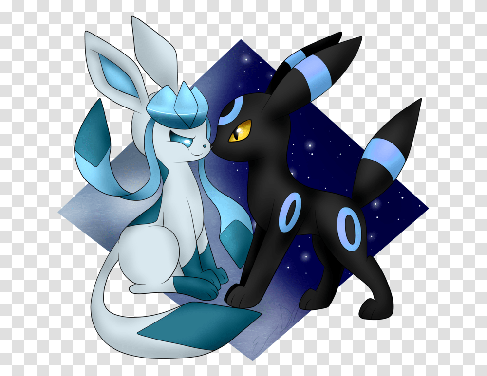 Glaceon Umbreon Shiny Freetoedit Pokemon Glaceon And Umbreon, Toy, Mammal Transparent Png
