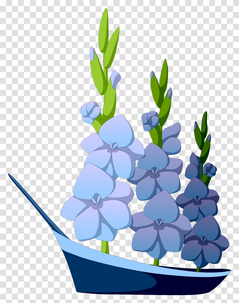 Gladiolus Blue Flowers Ship Sailboat Three Masted, Plant, Blossom, Grapes, Fruit Transparent Png